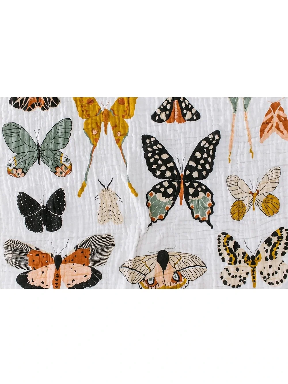 Clementine Kids Butterfly Print Quilt with Mustard Trim - Nursery Bedding